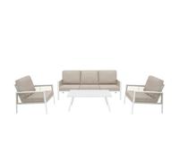Set Mobili da Esterno 4 Pezzi in Alluminio Divano Tavolino Poltrone Bianco