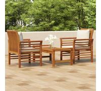 vidaXL Set Mobili da Giardino 3pz con Cuscini Legno Massello di Acacia