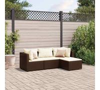 Set Mobili da Giardino 4 pz con Cuscini in Polyrattan Marrone