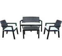 Set mobili da giardino divano 2 posti, poltone e tavolino colore Nero