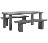 Set Mobili da Giardino Tavolo e 2 Panchine in Cemento Grigio Taranto