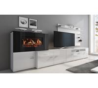 Set Mobili Da Soggiorno Con Camino Elettrico: Bianco-bianco Gloss