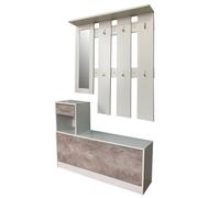 Set mobili ingresso in pannello truciolare 100x24x159 cm bianco cemento Bianco-cemento