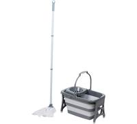 Dirt Devil Set Mocio con Secchio e Wringer - Sistema di Mocio con Secchio Pieghevole 18L - Bastone per Mocio con Testa Rimovibile - Set completo di Mop Mocio per Tutti I Tipi Di Pavimento