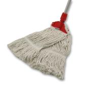 Set Mocio Cotone 350g con Manico Telescopico 144cm e Supporto | Mocio a frange professionale con manico in alluminio regolabile e chiusura pieghevole per pulizia di piastrelle e laminato