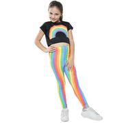 Set Moda Ragazze Bambine Crop Top E Leggings Arcobaleno Nero