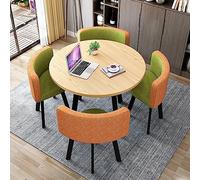 Set moderno con tavolo e sedie da ufficio e reception, con tavolo da negoziazione e 4 sedie, mobili per soggiorno e camera da letto, tavolozza di colori arancione e verde
