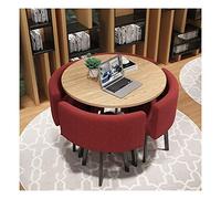 Set moderno con tavolo rotondo rosso e sedia, elegante mobili da ufficio per riunioni, collaborazioni e spazi di lavoro, design ergonomico, durevole ed elegante