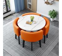 Set moderno da tavola rotonda e quadrata con 4 sedie da 80 cm, elegante tavola per conferenze e reception in legno, per sala da pranzo e ufficio