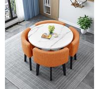 Set moderno da tavola rotondo/quadrato con 4 sedie da 80 cm, tavolo da conferenza e sedia combo elegante e design da cucina