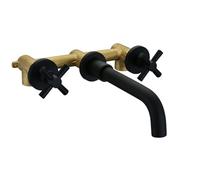 Set Moderno di rubinetti per lavabo da Bagno a Parete in Argento, Oro o Nero, Miscelatore per Acqua Calda e Fredda per lavabo e Vasca, Nero Opaco,Matte Black