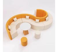 Set moderno e minimalista di divani e tavolini da caffè con curva a S for il tempo libero, combinazione creativa di posti a sedere curvi for area di attesa dell'ufficio, hall della reception(B)