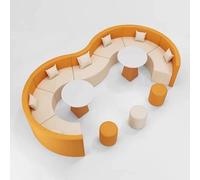 Set moderno e minimalista di divani e tavolini da caffè con curva a S for il tempo libero, combinazione creativa di posti a sedere curvi for area di attesa dell'ufficio, hall della reception(D)