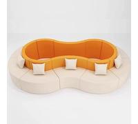 Set moderno e minimalista di divani e tavolini da caffè con curva a S for il tempo libero, combinazione creativa di posti a sedere curvi for area di attesa dell'ufficio, hall della reception(A)