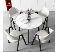 Set moderno nero scrivania da ufficio e tavolino rotondo Elegante mobile per reception, balcone, sale conferenze e spazi di lavoro, decorazione elegante e funzionale per casa e ufficio