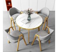 Set moderno nero scrivania da ufficio e tavolino rotondo Elegante mobile per reception, balcone, sale conferenze e spazi di lavoro, decorazione elegante e funzionale per casa e ufficio