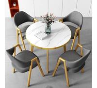 Set moderno nero scrivania da ufficio e tavolino rotondo Elegante mobile per reception, balcone, sale conferenze e spazi di lavoro, decorazione elegante e funzionale per casa e ufficio