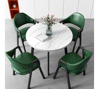 Set moderno nero scrivania da ufficio e tavolino rotondo Elegante mobile per reception, balcone, sale conferenze e spazi di lavoro, decorazione elegante e funzionale per casa e ufficio