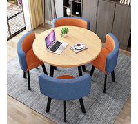 Set moderno tavolo e sedie per ufficio, sala reception, tavolo da negoziazione con 4 sedie, combinazione di mobili per soggiorno e camera da letto, combinazione di colori blu e arancione