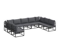 Set modulare in alluminio nero per terrazza patio 9 pezzi con cuscini | Set Divano da Giardino 9 Posti con Cuscini, Alluminio Nero con Cerniera, Piedini Regolabili per Terrazza e Patio