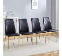 Set modulare per sala da pranzo completo tavolo con funzione di appoggio integrata e quattro comode poltrone in ecopelle per cucina, soggiorno, arredamento moderno, mobili eleganti (nero, 4)