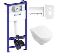 Set modulo di installazione con placca di comando e guarnizione Oltens Triberg 58300100, combi-pack set con copriwater Villeroy & Boch O.Novo 5660HR01