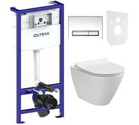 Set modulo di installazione con placca di comando e guarnizione Oltens Triberg 58300100, vaso WC Cersanit City K35-025, K98-0146