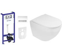Set modulo di installazione con placca di comando e guarnizione Oltens Triberg 58300100, vaso WC Oltens Hamnes 42513000, 45109000