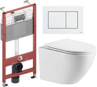 Set modulo di installazione Tece Base 9400407, vaso WC con copriwater a discesa lenta Omnires Ottawa OTTAWAMWBP, 9.240.400