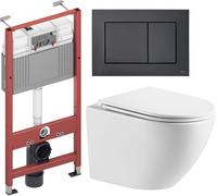Set modulo di installazione Tece Base 9400407, vaso WC con copriwater a discesa lenta Omnires Ottawa OTTAWAMWBP, 9240407