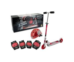 Set Monopattino Rosso con Casco e Protezioni Max 50Kg Ruote Pu 120Mm Abec 5 Taglia M - Teosport
