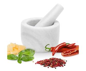 Set mortaio e pestello Gourmeo, 8,5 cm, marmo bianco neve