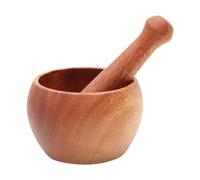 Set mortaio e pestello in legno schiaccia aglio manuale per al pesto