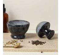 Set mortaio e pestello in marmo, trituratore di pillole e macinapepe, 3,8 pollici, 1/2 tazza, alta efficienza di macinatura, facile e senza sforzo (nero) Bianco,neroPietra di marmo