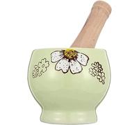 Set mortaio e pestello, Set di mortaio e pestello in ceramica, macinapillole, macinaspezie, ciotola for erbe aromatiche, pesto in polvere, mortaio 11,5x11,5x8,5cm, pestello 17,5cm