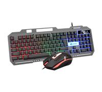 Set mouse e tastiera Kiplyki T25Game Luminous a 104 tasti con pannello in metallo cablato e sensazione meccanica al tatto. Include supporto per
