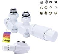 Set multiblocco con termostato, angolo e forma passante, blocco per radiatori, termosifoni da bagno, raccordo centrale, valvola per radiatore, rubinetti in ottone, G1/2" G3/4", 15/16 mm, bianco