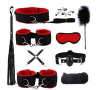 Set Multifunzionale da 10 Pezzi di Vincoli in Nylon Rosso, Accessori per Allenamento e Pratica Corporea di Coppia