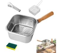 Set Multifunzione Friggitrice e Pentola - Lavaggio Verdure, Conservazione Alimenti, Pentola Portatile Esterni per Patatine Fritte, Padella Acciaio Inox Cucina/Campeggio (Three-Piece Set)