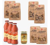 Set Multipack Pasta Integrale la Molisana Farfalle + Penne rigate + Fusilli + Passata di pomodoro Mutti Gr 700 | OMAGGIO patè di olive artigianale