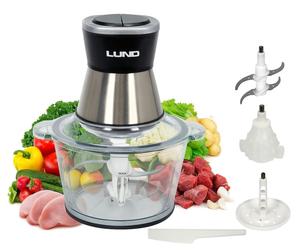 Set Multitritatutto 3in1 Frullatore Frusta Tritatutto Cucina 2L Ciotola in Vetro