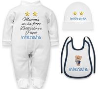 set nascita abbigliamento Interista per il piccolo tifoso divertenti papà regalo nascita bimbo tutina inter neonato maschio: tutina, cappello bavetta 0-3 mesi)
