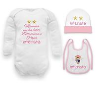 set nascita abbigliamento Interista per la piccola tifosa divertenti papà regalo nascita bimba body inter neonata femmina: body, cappello bavetta 3 mesi
