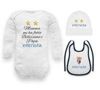 set nascita abbigliamento Interista piccolo tifoso divertenti papà regalo nascita bimbo body inter neonato: body, cappello bavetta 0 mesi