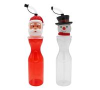Set Natalizio 2 Babbo Natale / Pupazzo Bevanda Bottiglie Con Flexi Cannucce