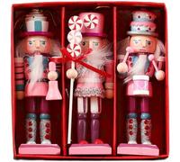 Set natalizio in legno con motivo schiaccianoci con corda per appenderlo, progettato in stile europeo per mensole, desktop e vetrine (A)