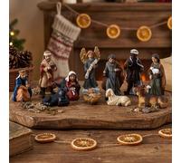 Set Natività in Resina Include Mangiatoia Gesù per for bambino e 9 Personaggi di