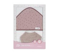 Set Neonato Accappatoio con Cappuccio 1x1 m · MUSSOLA "Puntos" · Makeup Bianco Maquillaje · 100% Cotone & Bavlagino Rotondo 20x20 cm · INTERBABY