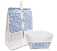 Set neonato da ricamare a punto croce, Porta pannolini e trousse portaoggetti con tela aida, Coordinato regalo nascita, Porta pannolini e Busta. (274 Azzurro)