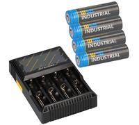 Set Nitecore D4 + 4x Batterie AA 14500 LiFePO4 3,2V 600mAh
